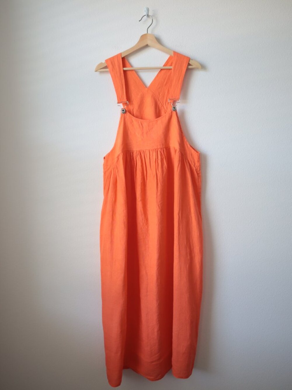 Italian Orange Linen Overalls Maxi Dress | M/L